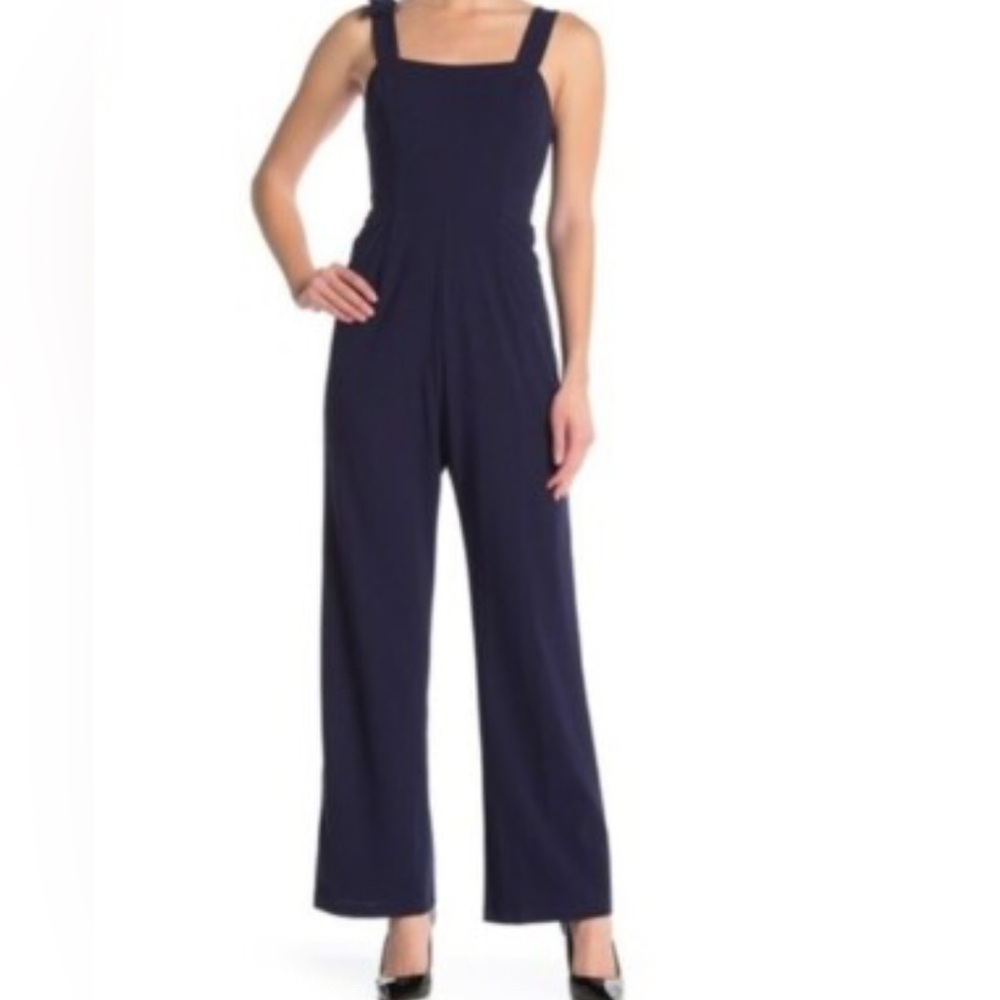 Marina Navy Blue Sleeveless Wideleg Lined Jumpsuit Size 14 NWOT